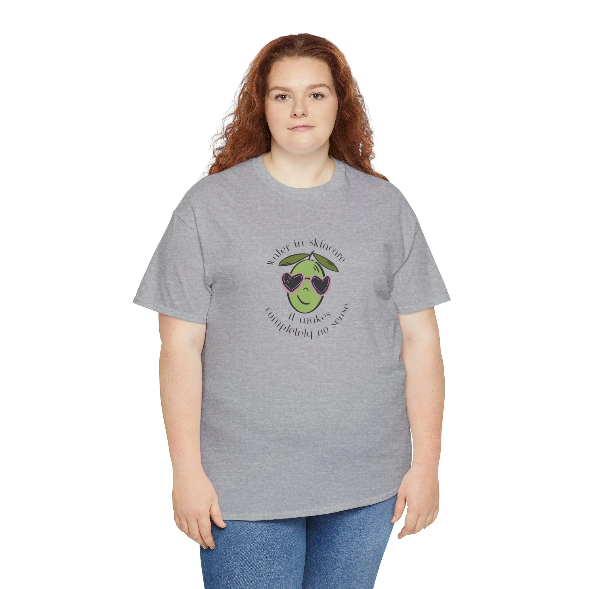 Water in skincare makes no sense / olive trees / olive cartoon / Unisex Heavy Cotton Tee