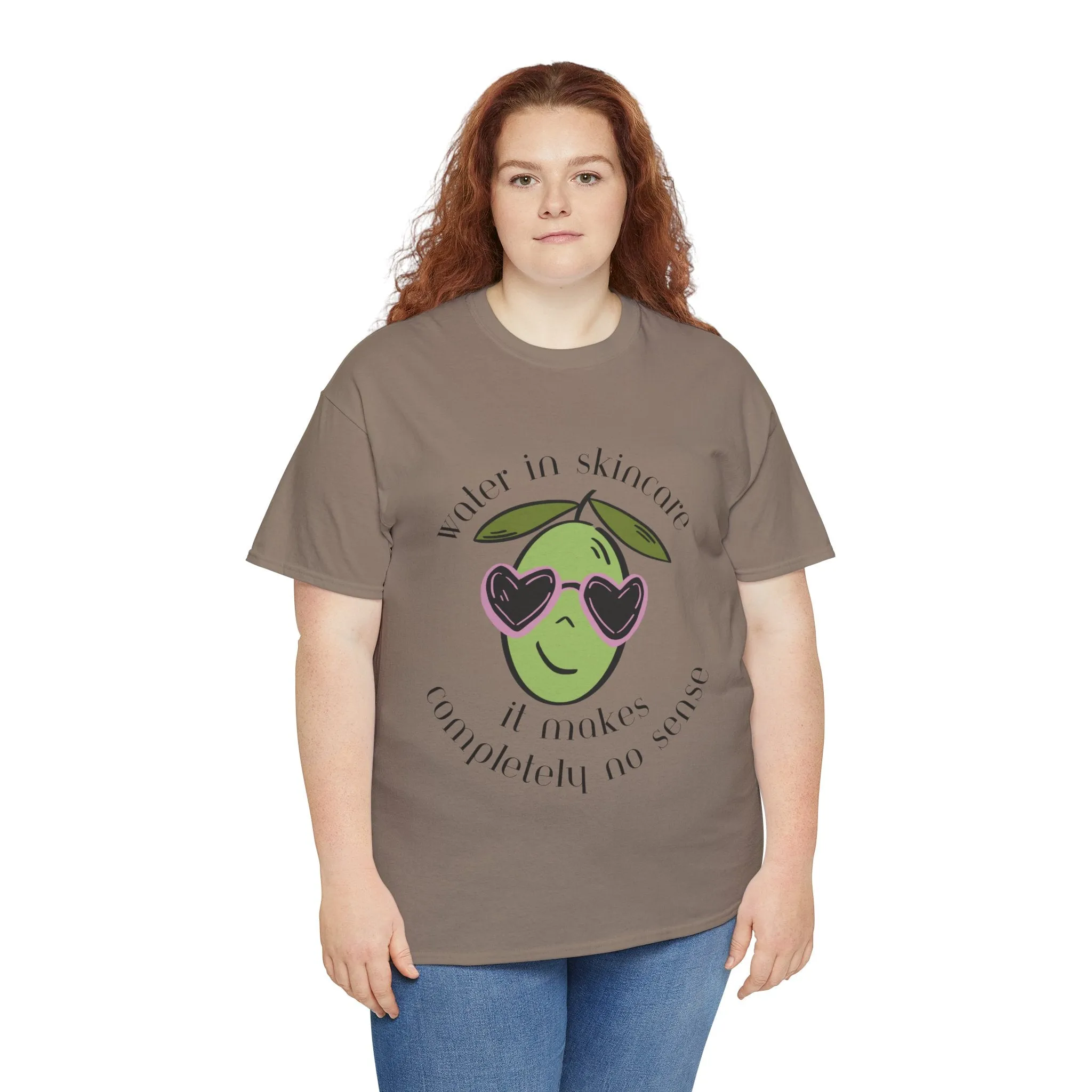 Water in skincare makes no sense / olive trees / olive cartoon / Unisex Heavy Cotton Tee