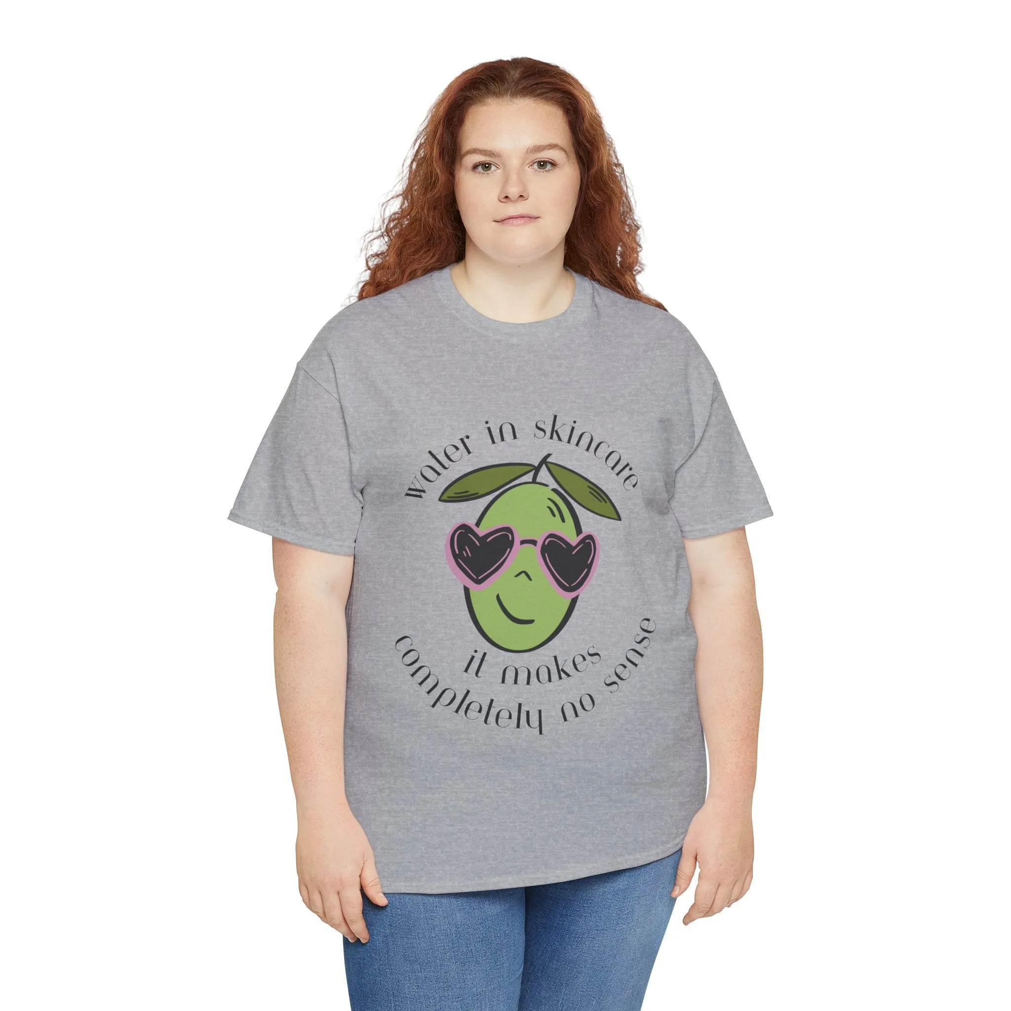 Water in skincare makes no sense / olive trees / olive cartoon / Unisex Heavy Cotton Tee