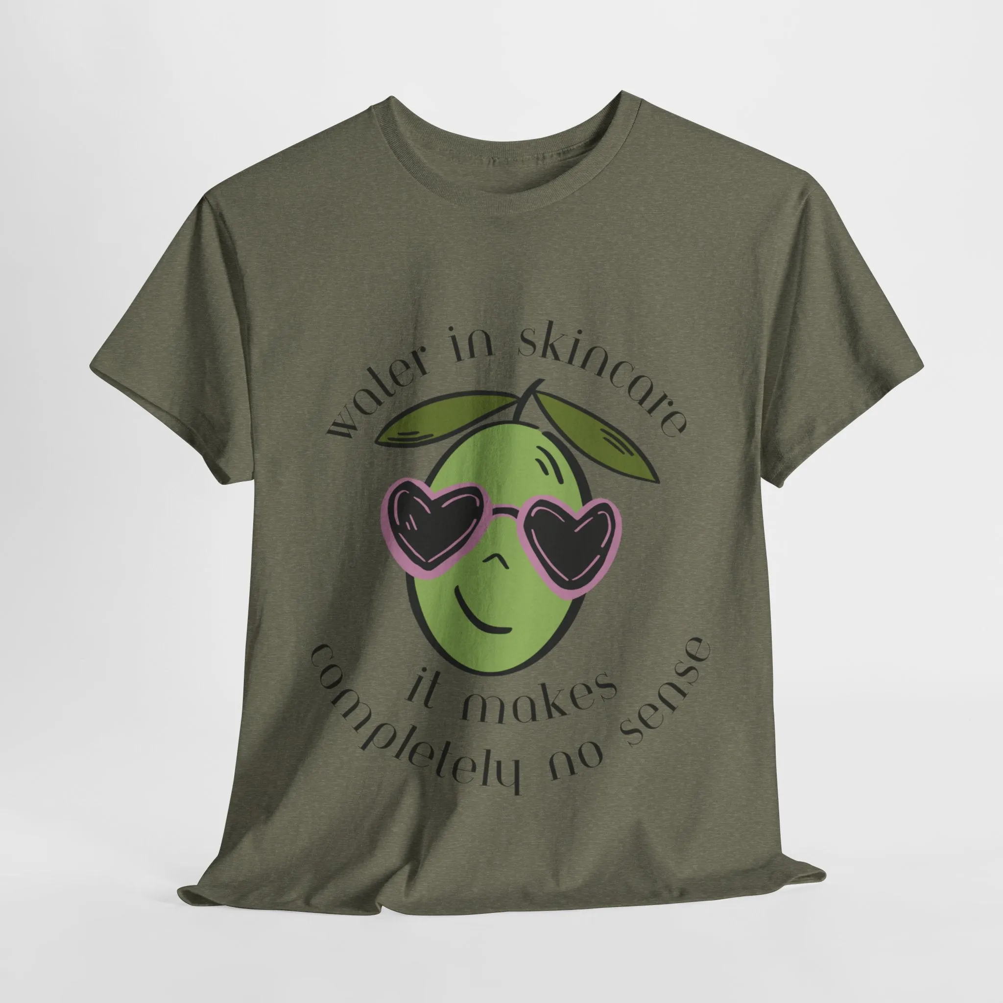 Water in skincare makes no sense / olive trees / olive cartoon / Unisex Heavy Cotton Tee