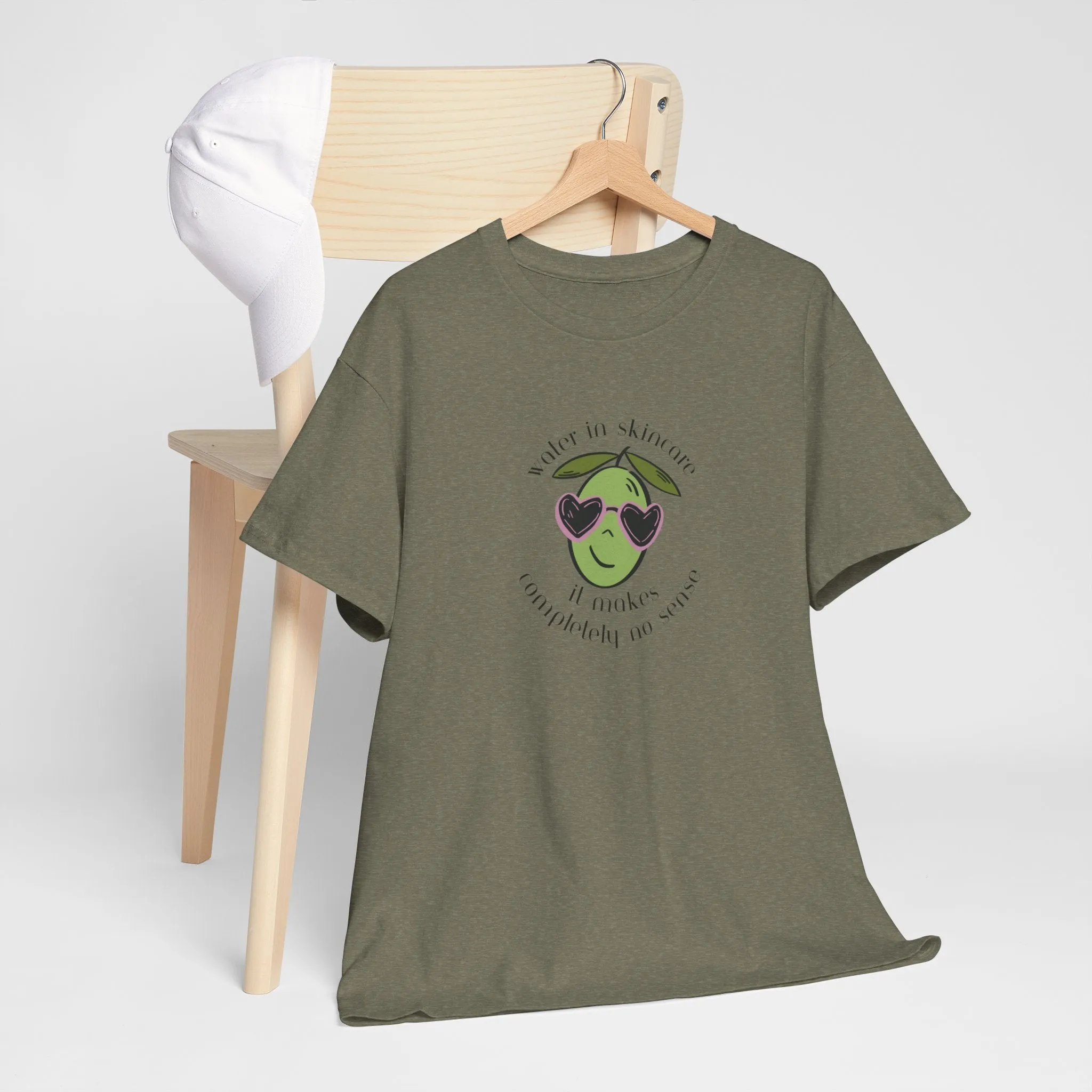 Water in skincare makes no sense / olive trees / olive cartoon / Unisex Heavy Cotton Tee