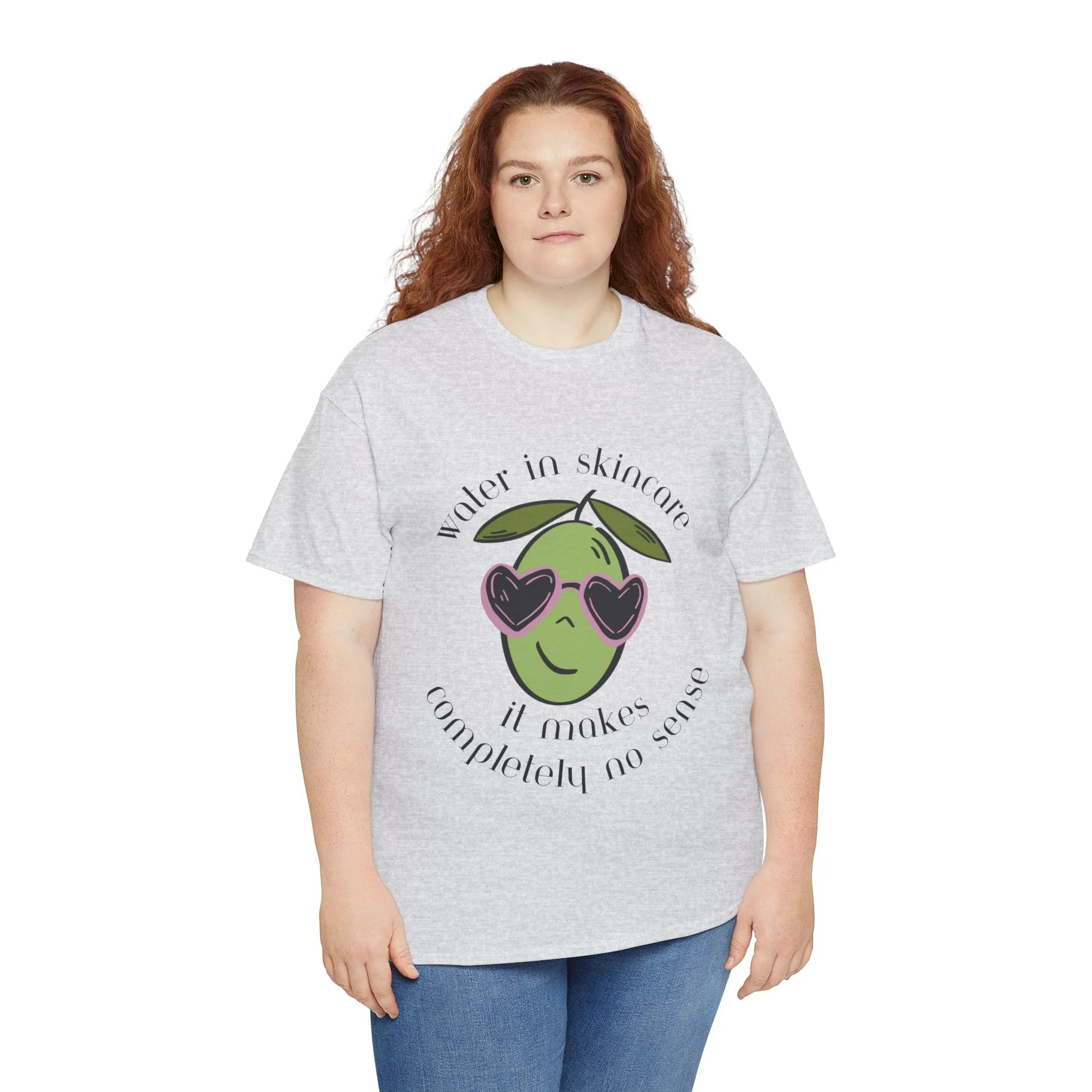 Water in skincare makes no sense / olive trees / olive cartoon / Unisex Heavy Cotton Tee