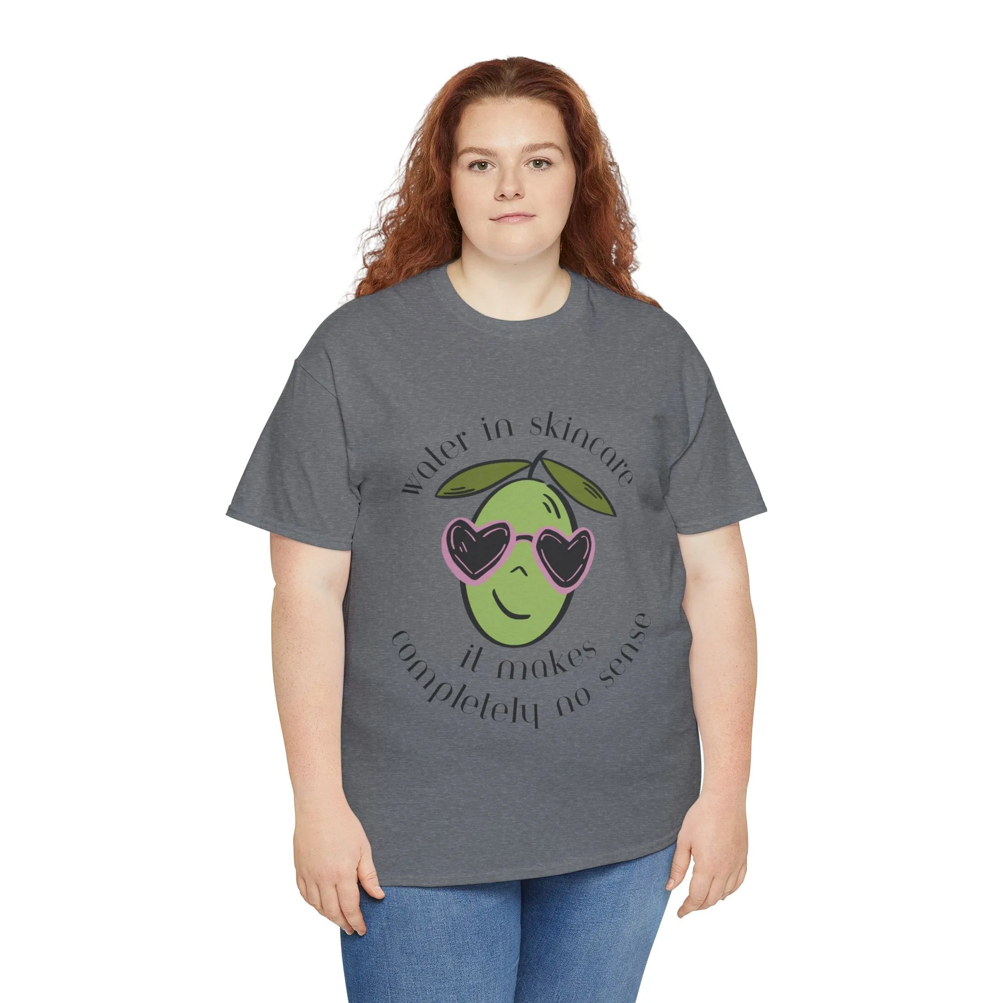 Water in skincare makes no sense / olive trees / olive cartoon / Unisex Heavy Cotton Tee
