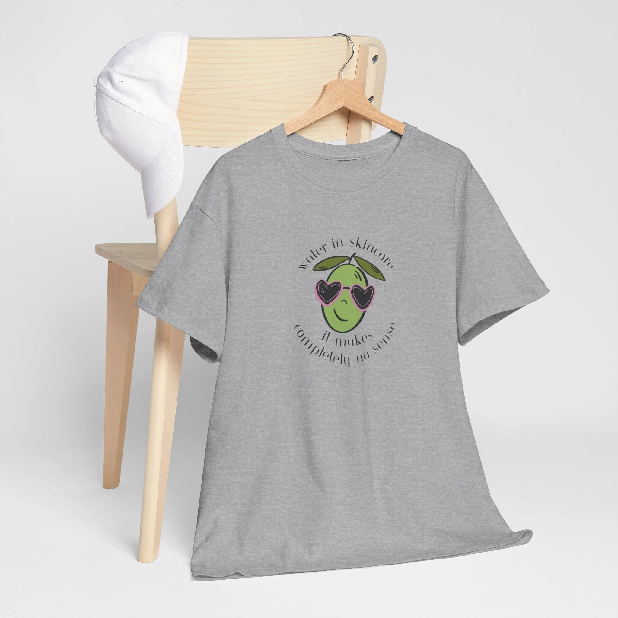 Water in skincare makes no sense / olive trees / olive cartoon / Unisex Heavy Cotton Tee