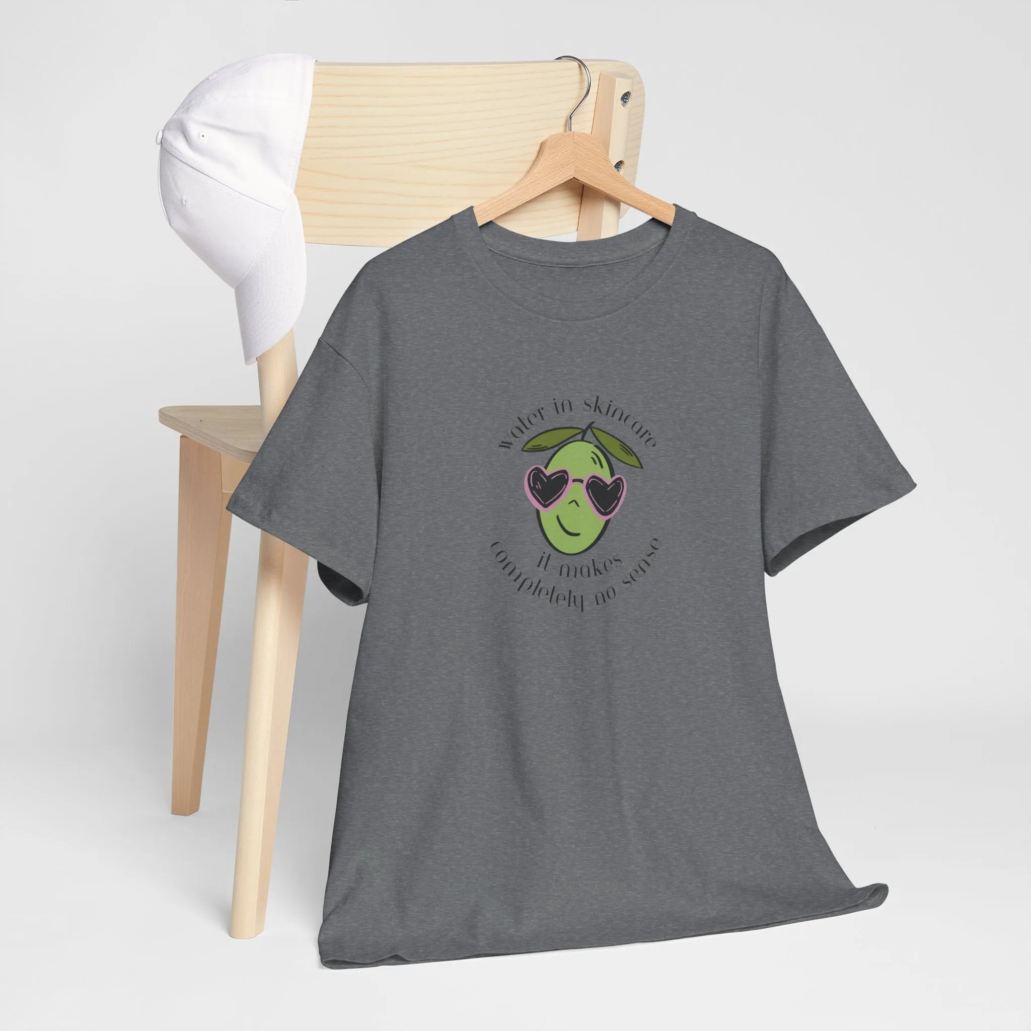 Water in skincare makes no sense / olive trees / olive cartoon / Unisex Heavy Cotton Tee