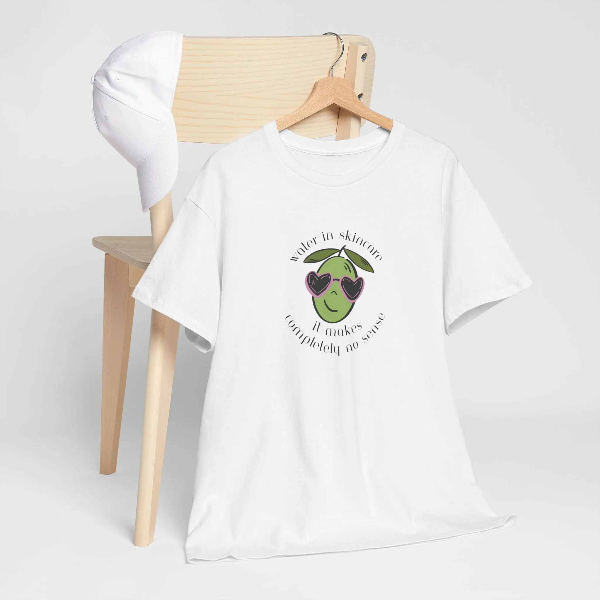 Water in skincare makes no sense / olive trees / olive cartoon / Unisex Heavy Cotton Tee