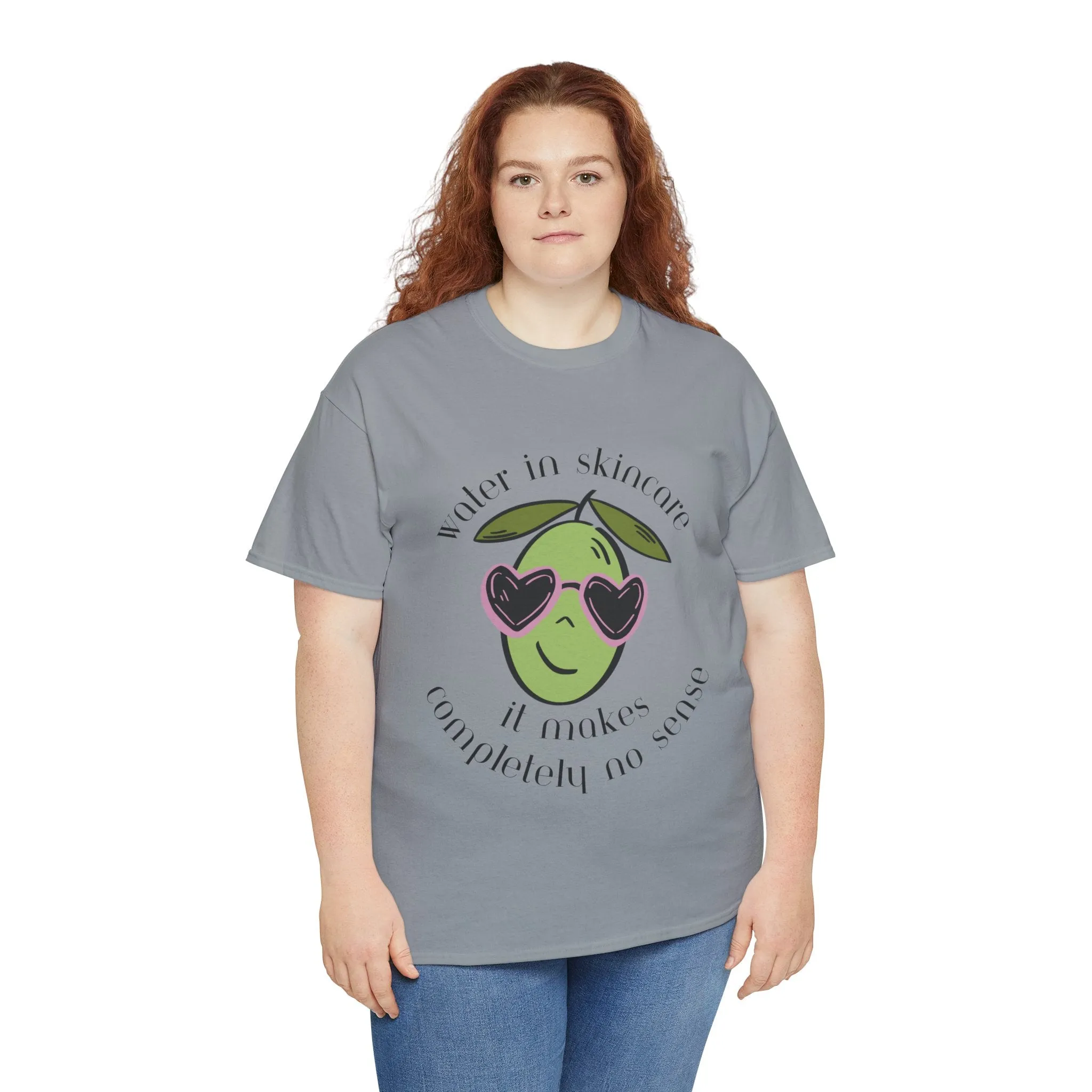 Water in skincare makes no sense / olive trees / olive cartoon / Unisex Heavy Cotton Tee