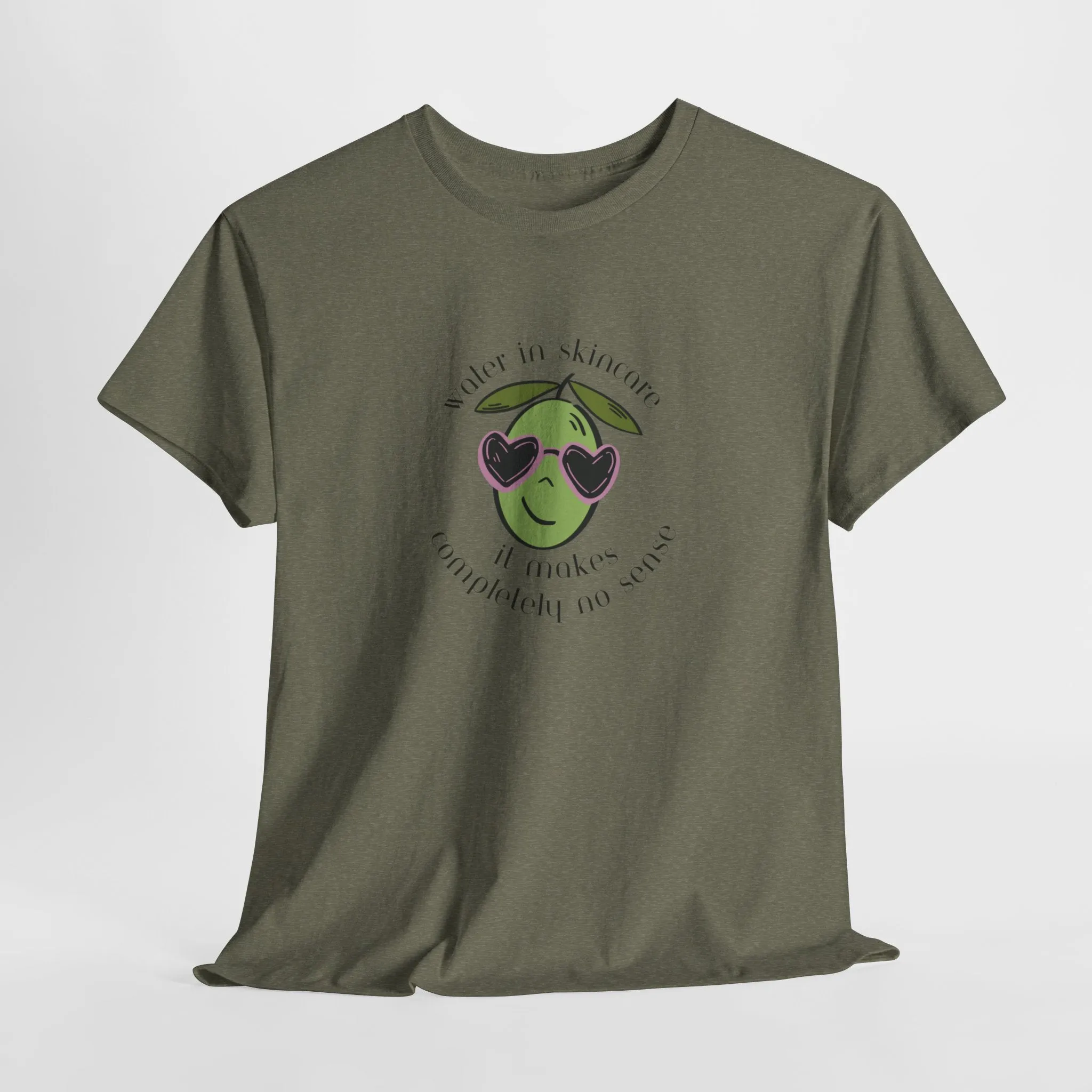 Water in skincare makes no sense / olive trees / olive cartoon / Unisex Heavy Cotton Tee