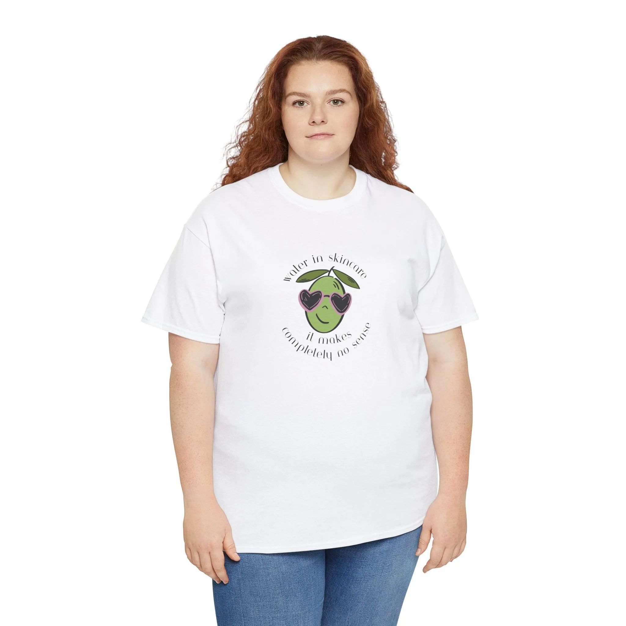 Water in skincare makes no sense / olive trees / olive cartoon / Unisex Heavy Cotton Tee