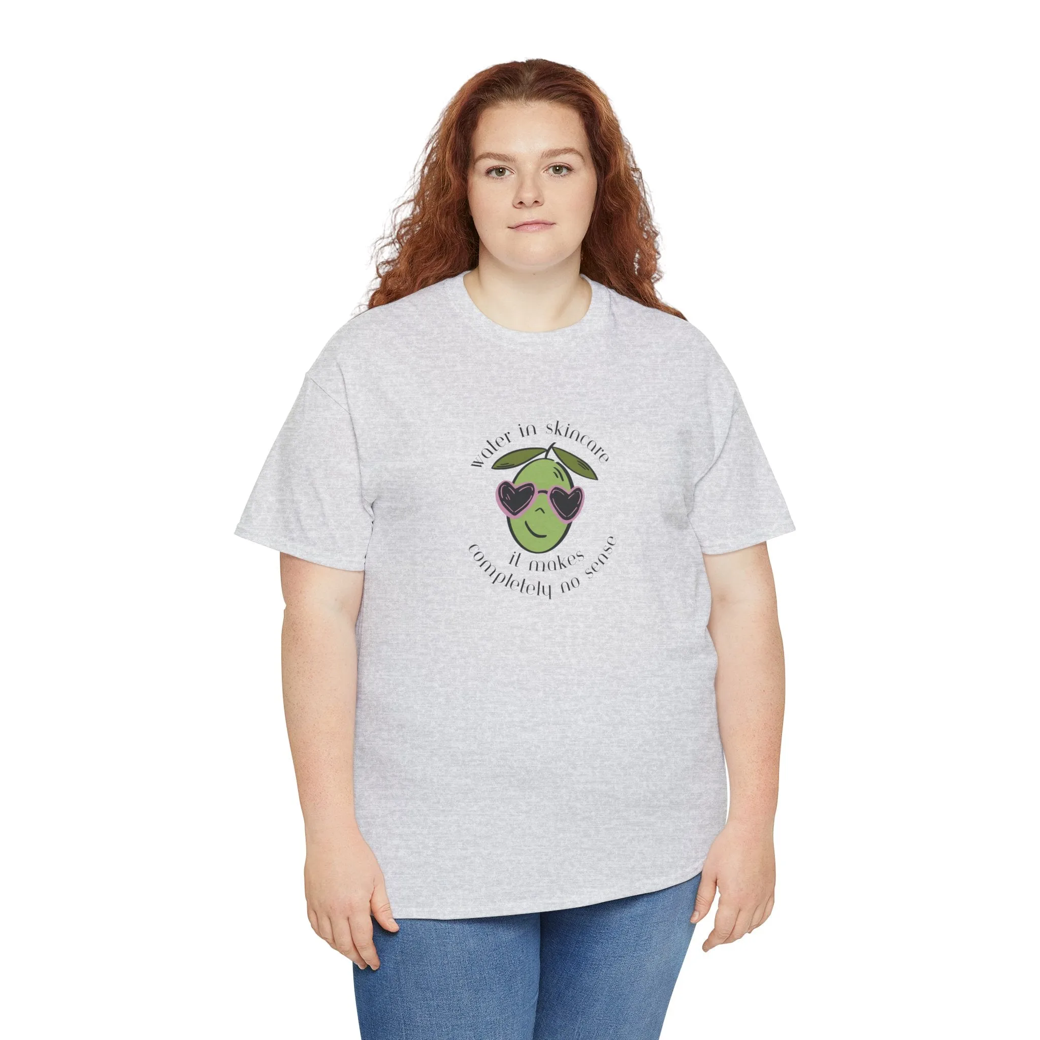 Water in skincare makes no sense / olive trees / olive cartoon / Unisex Heavy Cotton Tee