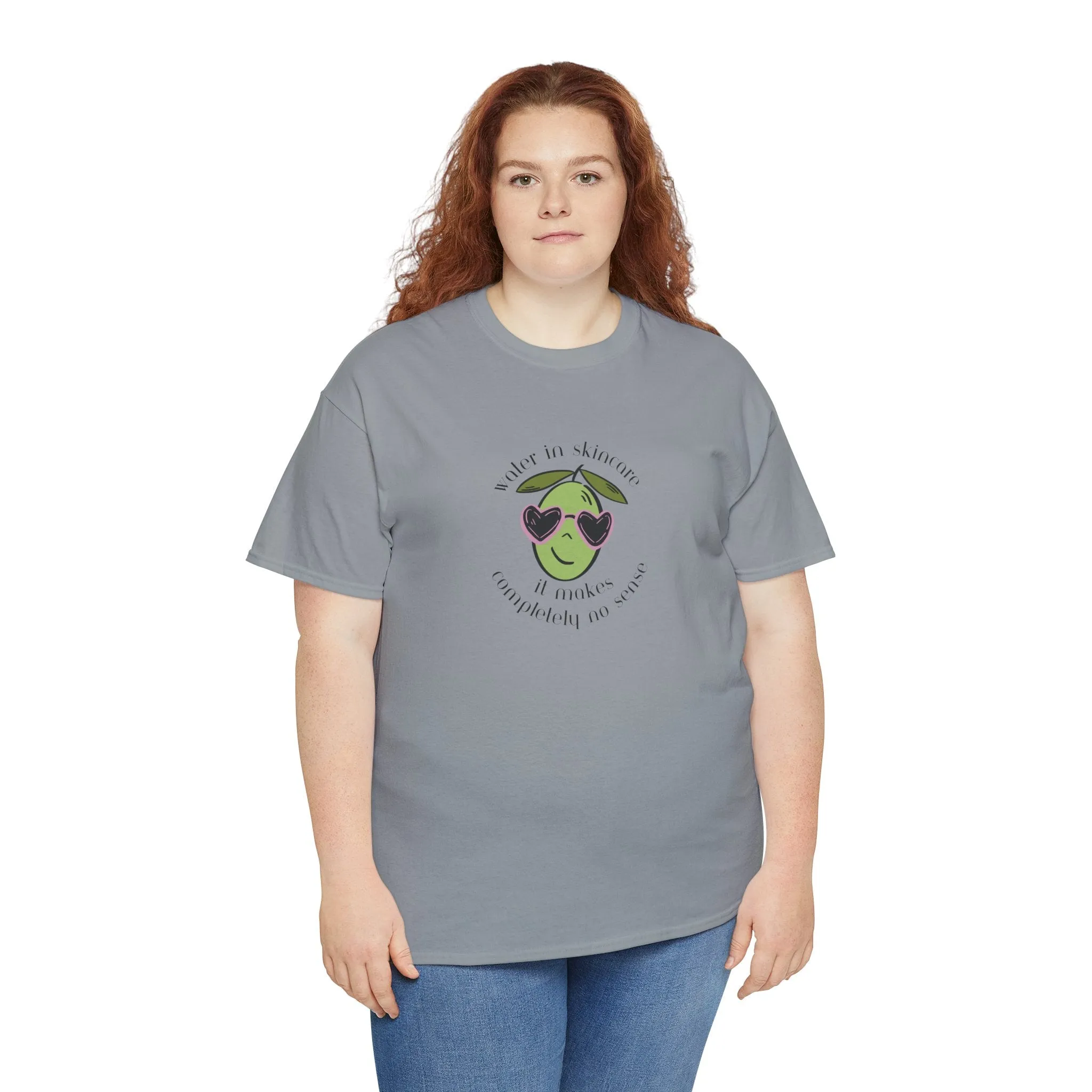 Water in skincare makes no sense / olive trees / olive cartoon / Unisex Heavy Cotton Tee