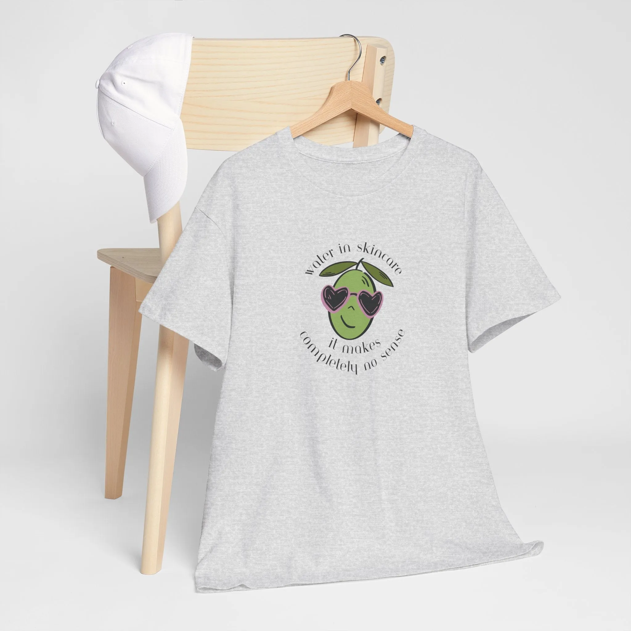 Water in skincare makes no sense / olive trees / olive cartoon / Unisex Heavy Cotton Tee