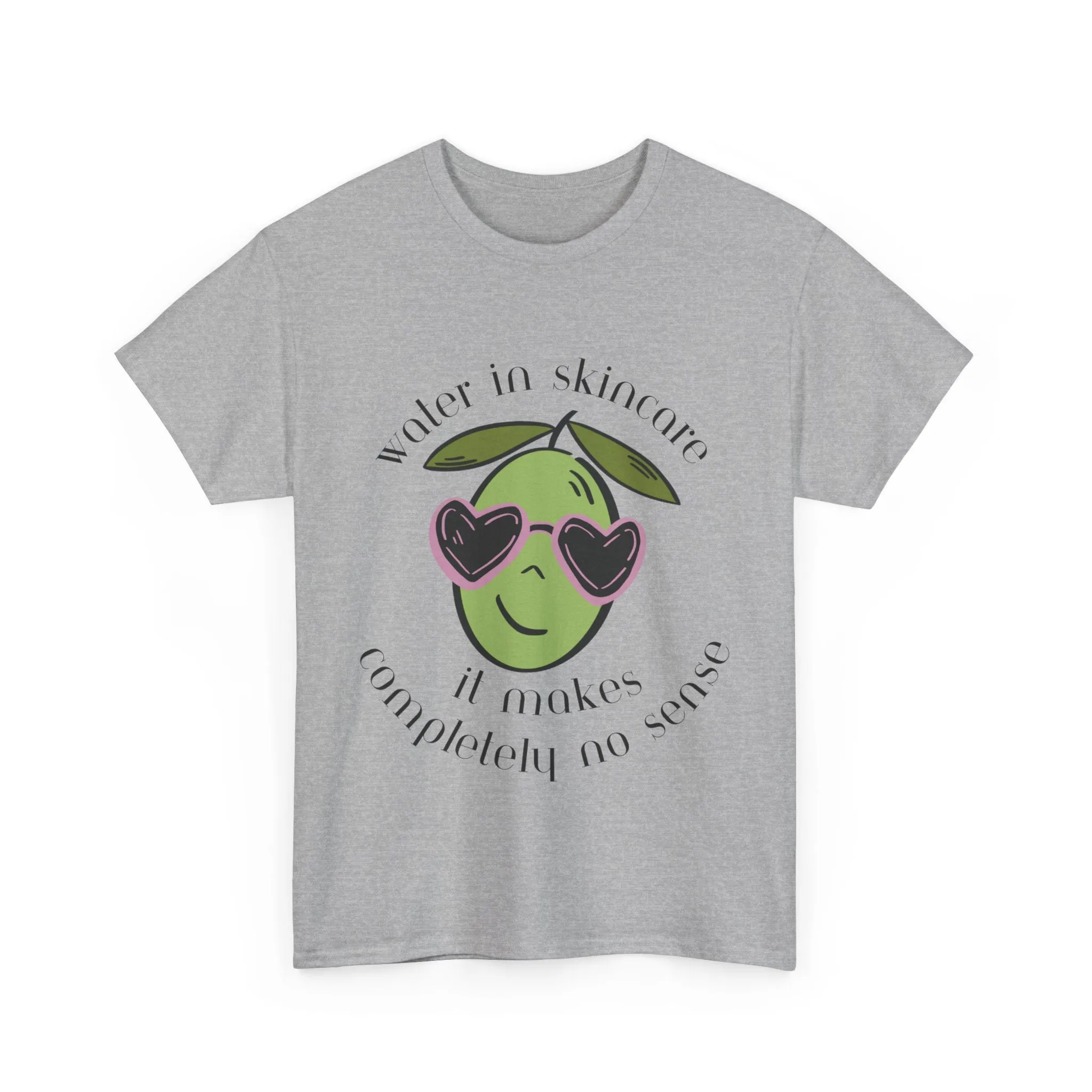 Water in skincare makes no sense / olive trees / olive cartoon / Unisex Heavy Cotton Tee