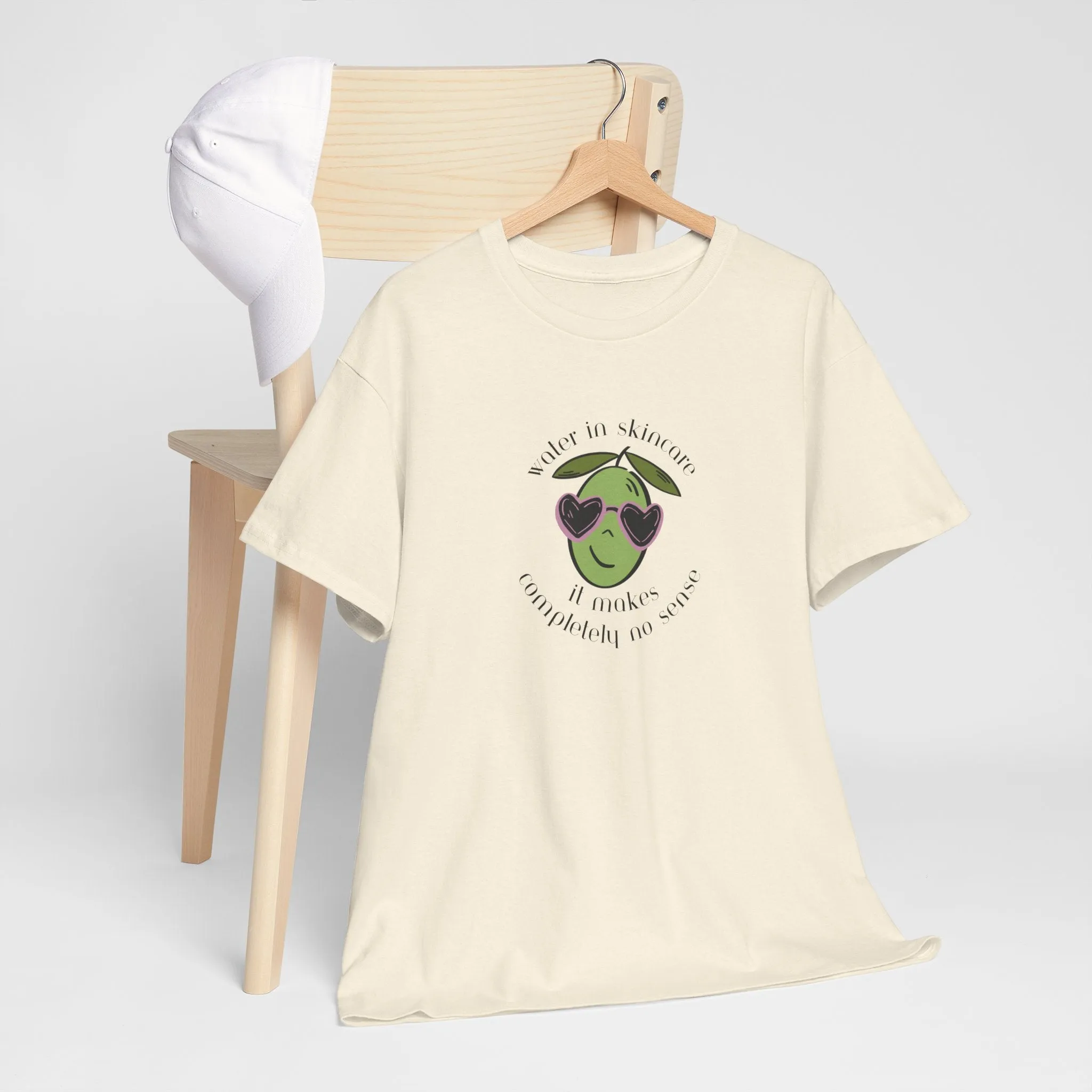 Water in skincare makes no sense / olive trees / olive cartoon / Unisex Heavy Cotton Tee
