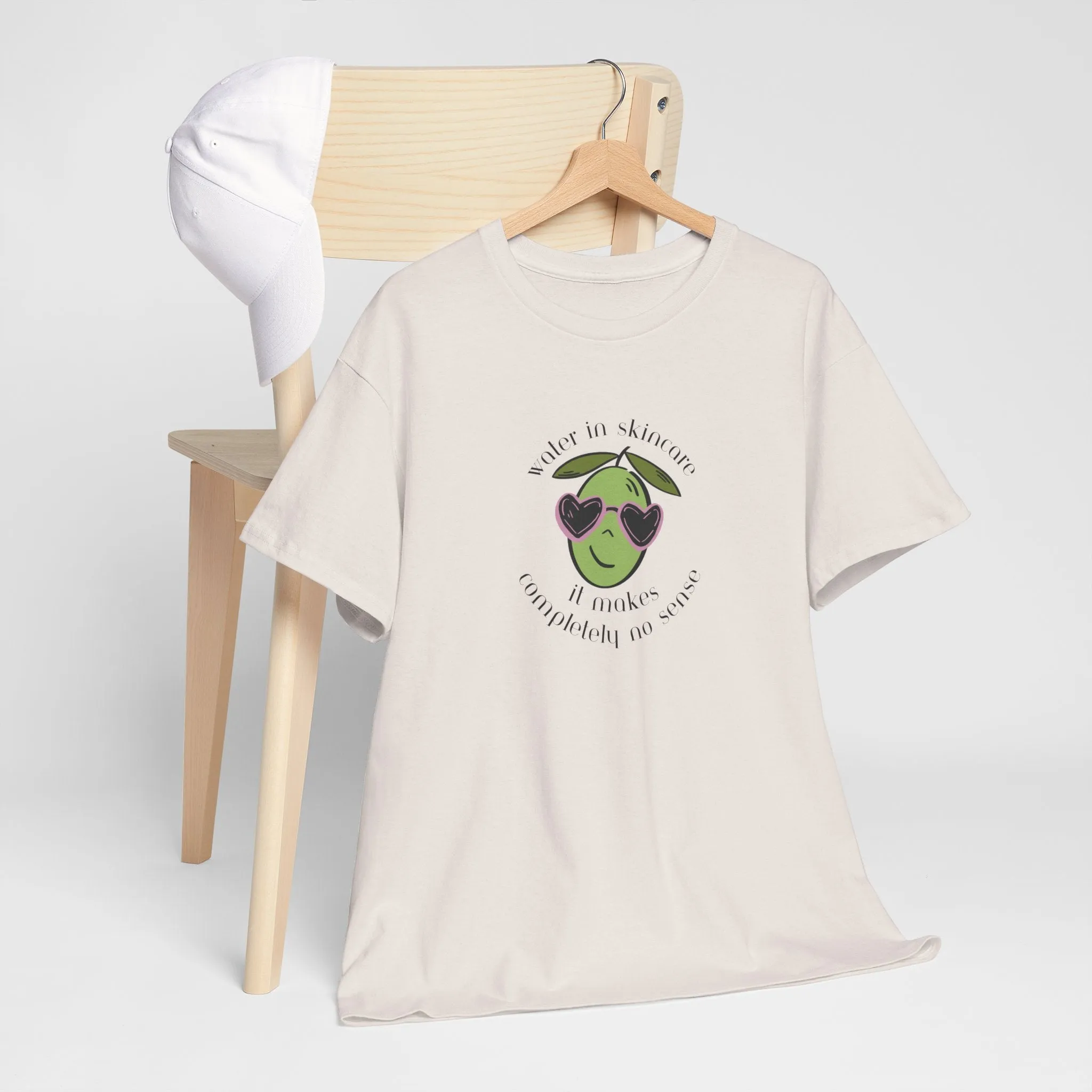 Water in skincare makes no sense / olive trees / olive cartoon / Unisex Heavy Cotton Tee