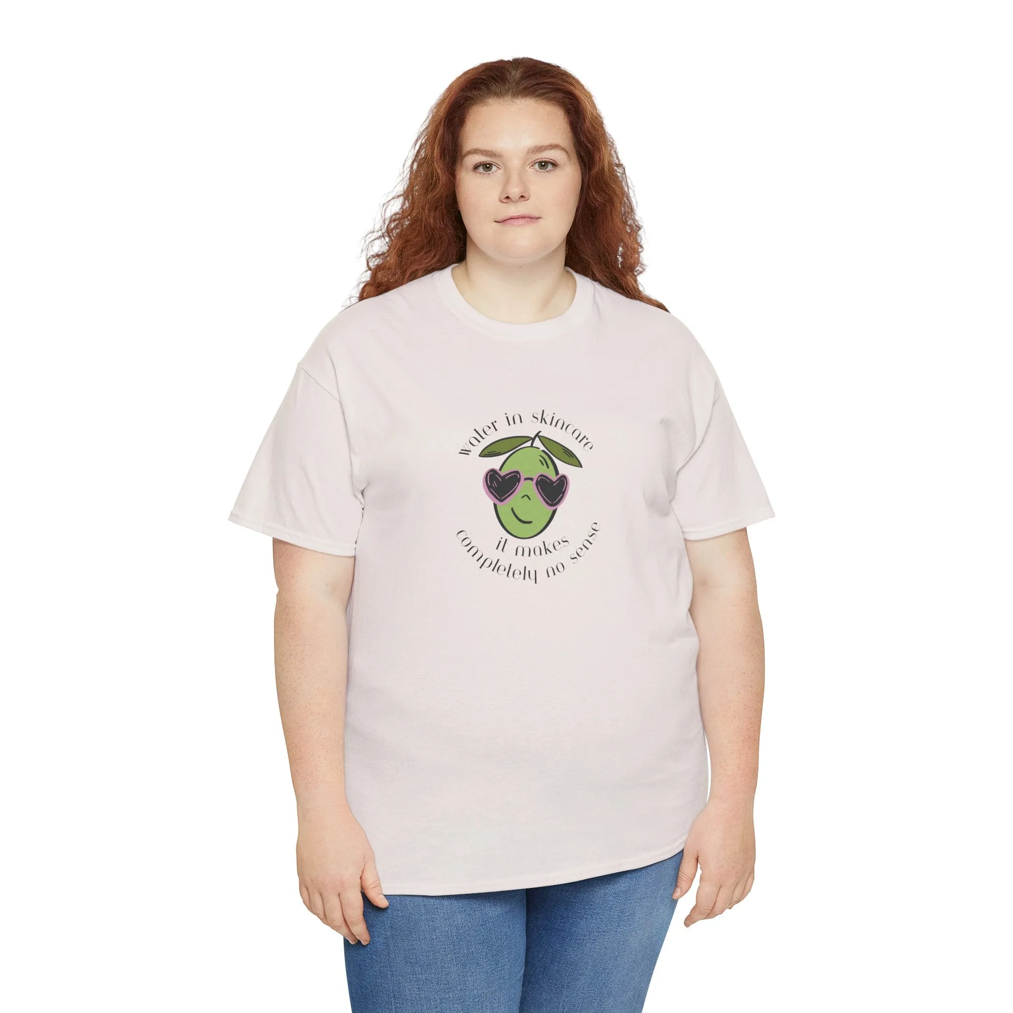 Water in skincare makes no sense / olive trees / olive cartoon / Unisex Heavy Cotton Tee