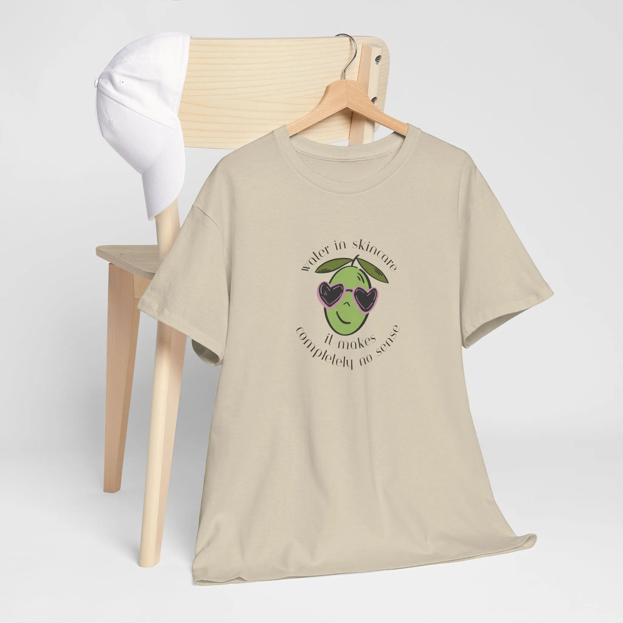 Water in skincare makes no sense / olive trees / olive cartoon / Unisex Heavy Cotton Tee