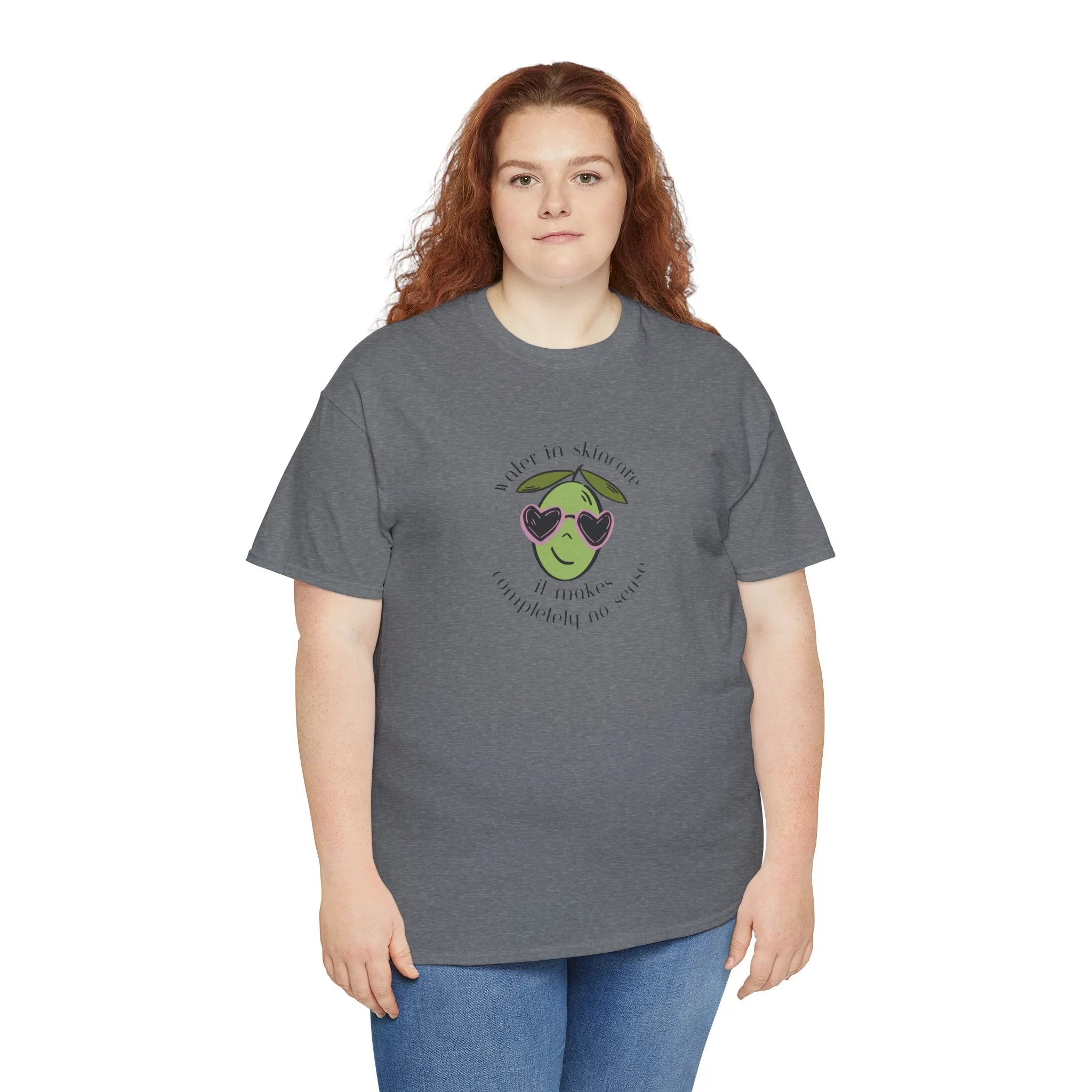 Water in skincare makes no sense / olive trees / olive cartoon / Unisex Heavy Cotton Tee