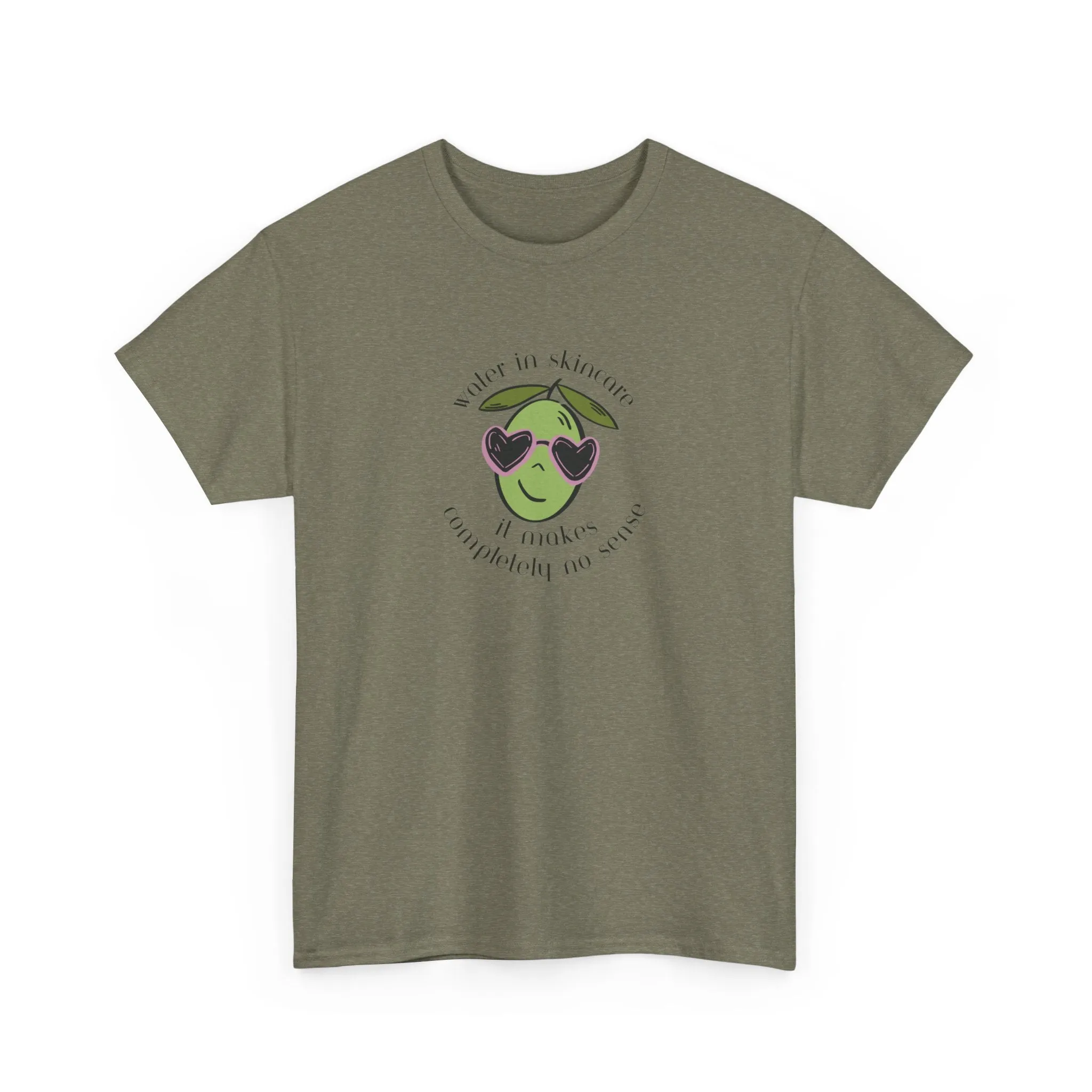 Water in skincare makes no sense / olive trees / olive cartoon / Unisex Heavy Cotton Tee