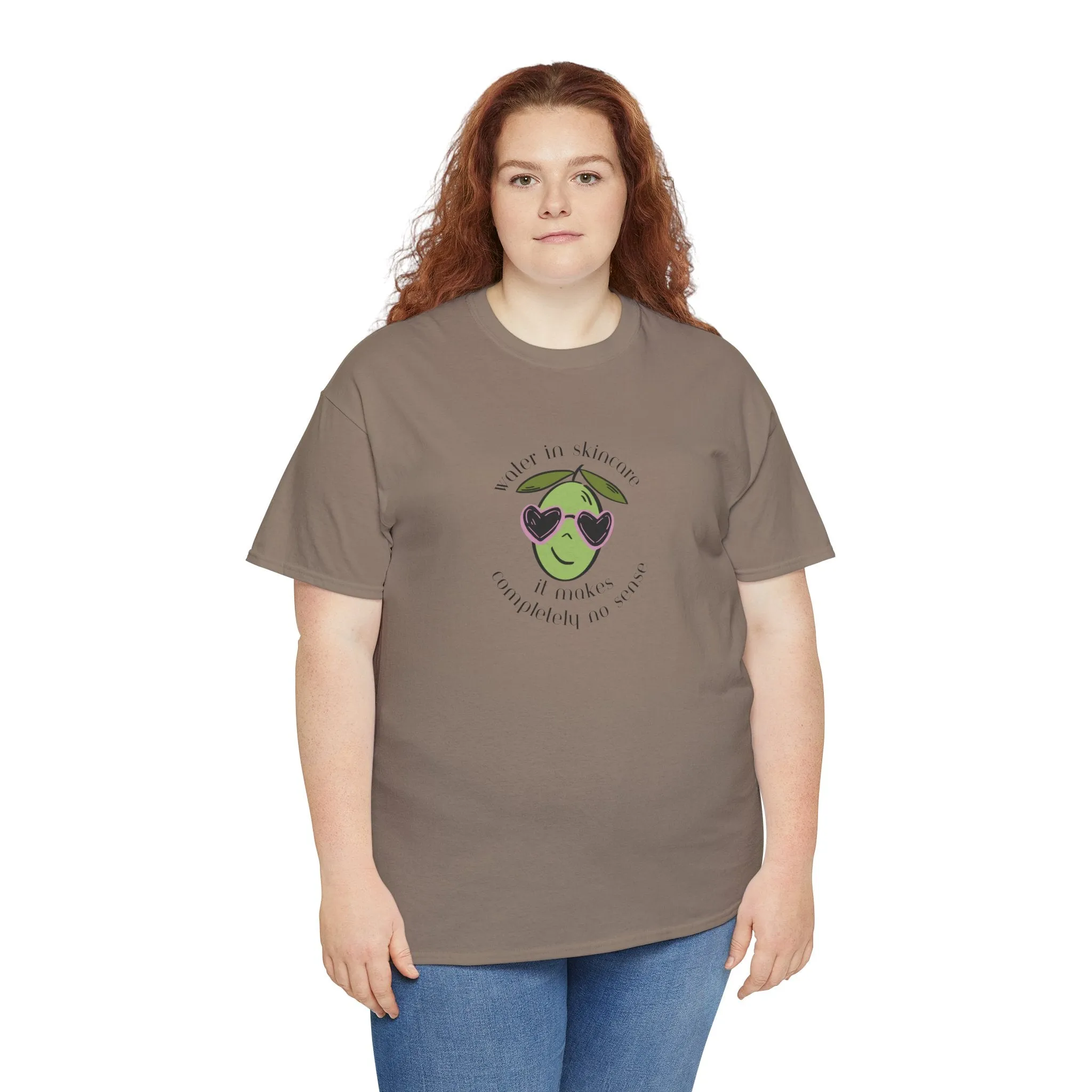 Water in skincare makes no sense / olive trees / olive cartoon / Unisex Heavy Cotton Tee