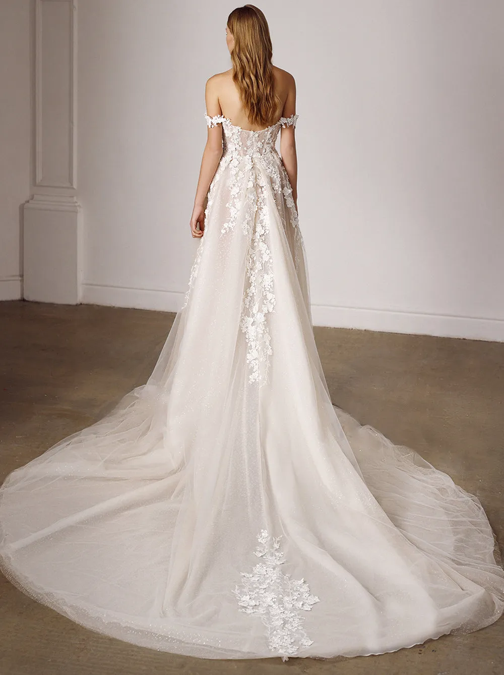 Wedding Dress Lace Appliques Off the Shoulder Princess Bride Gown