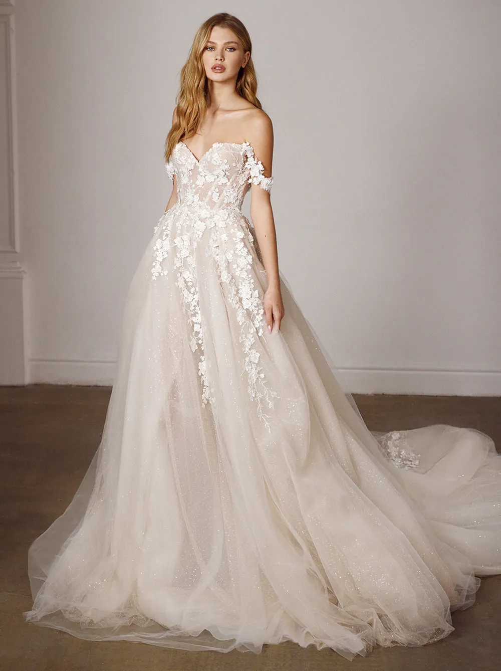 Wedding Dress Lace Appliques Off the Shoulder Princess Bride Gown