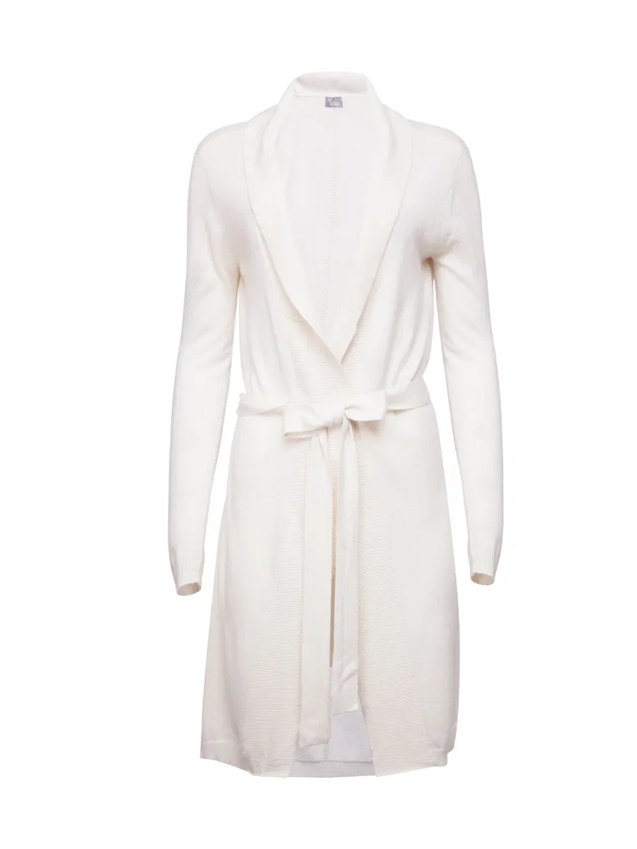White Belted Cashmere Cardigan