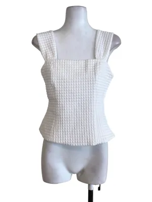 White Textured Plaid Top LB