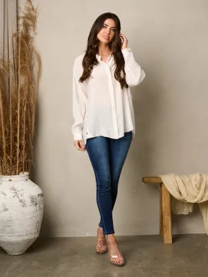 WOMEN'S LONG SLEEVE BUTTON UP OVERSIZED TOP