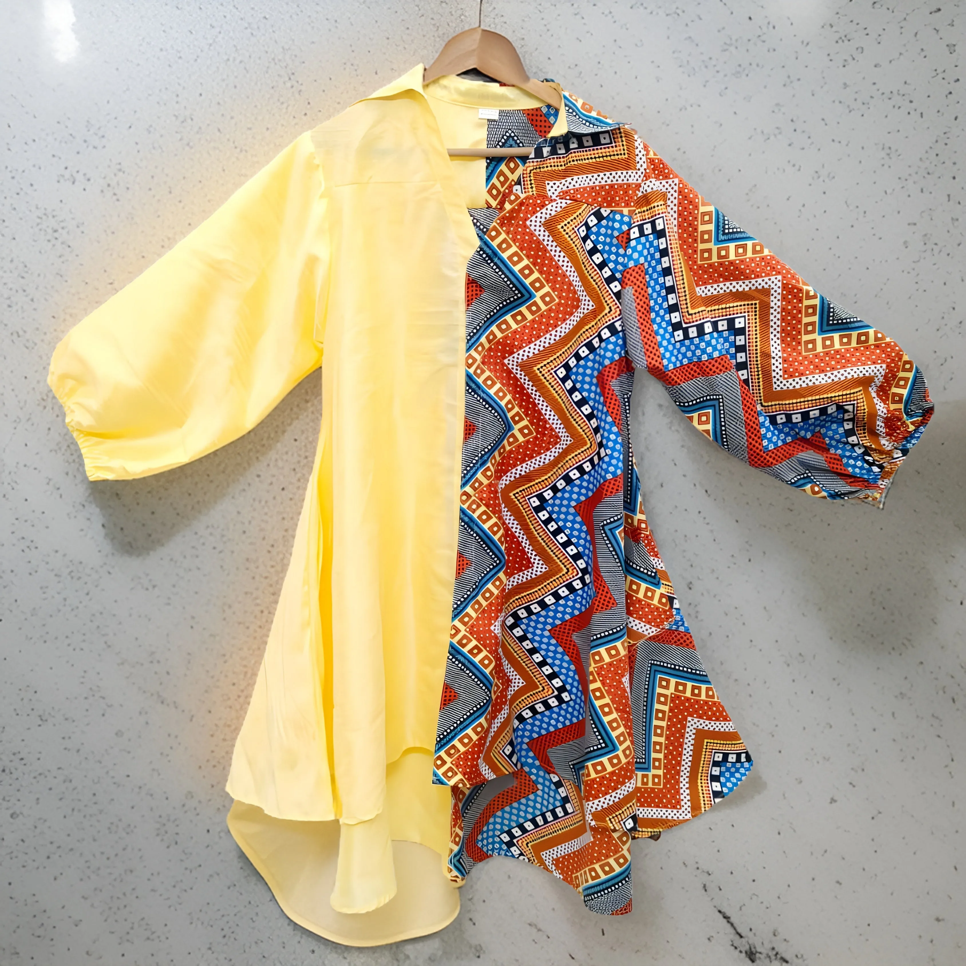 Women's Two Pattern Print Panel Dress