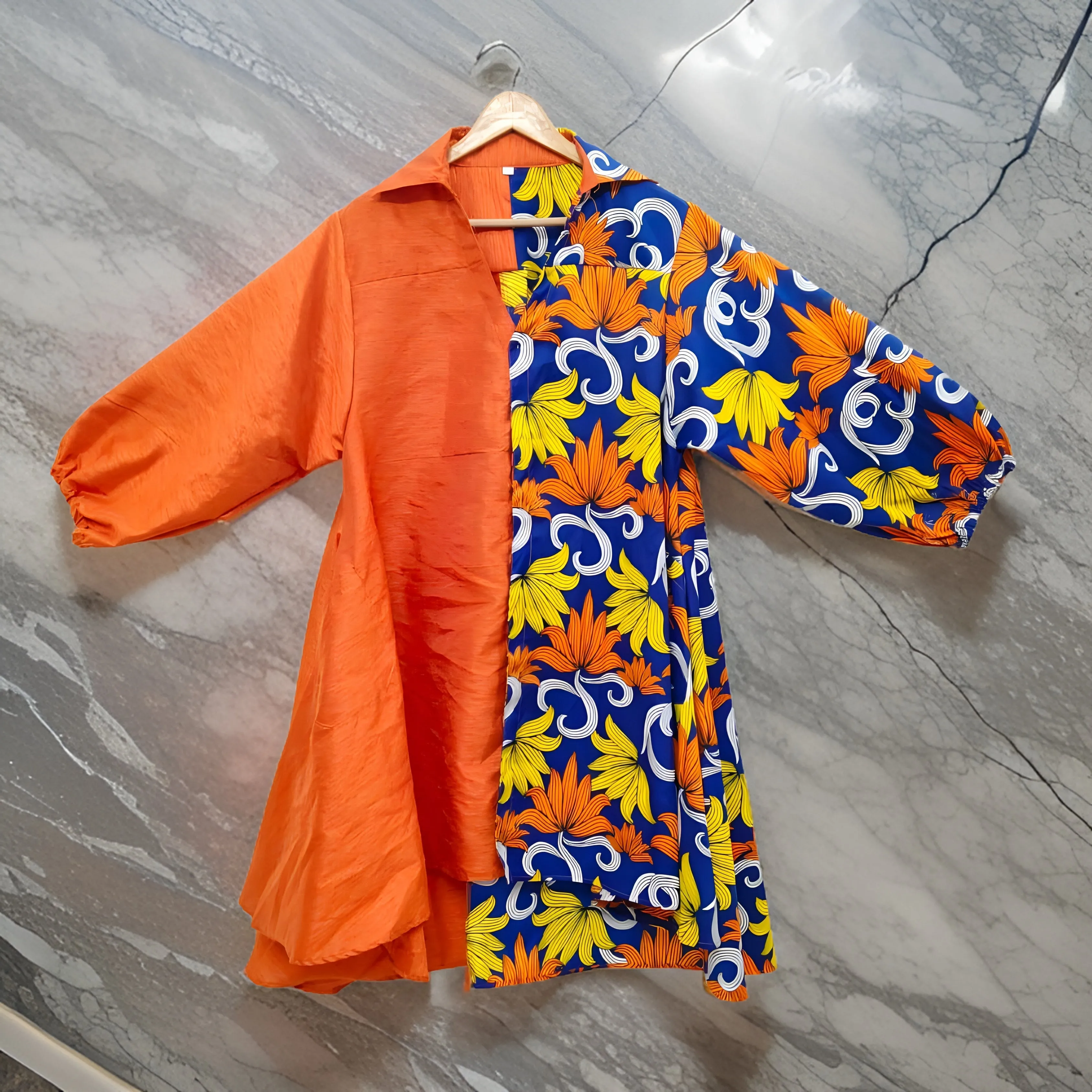 Women's Two Pattern Print Panel Dress