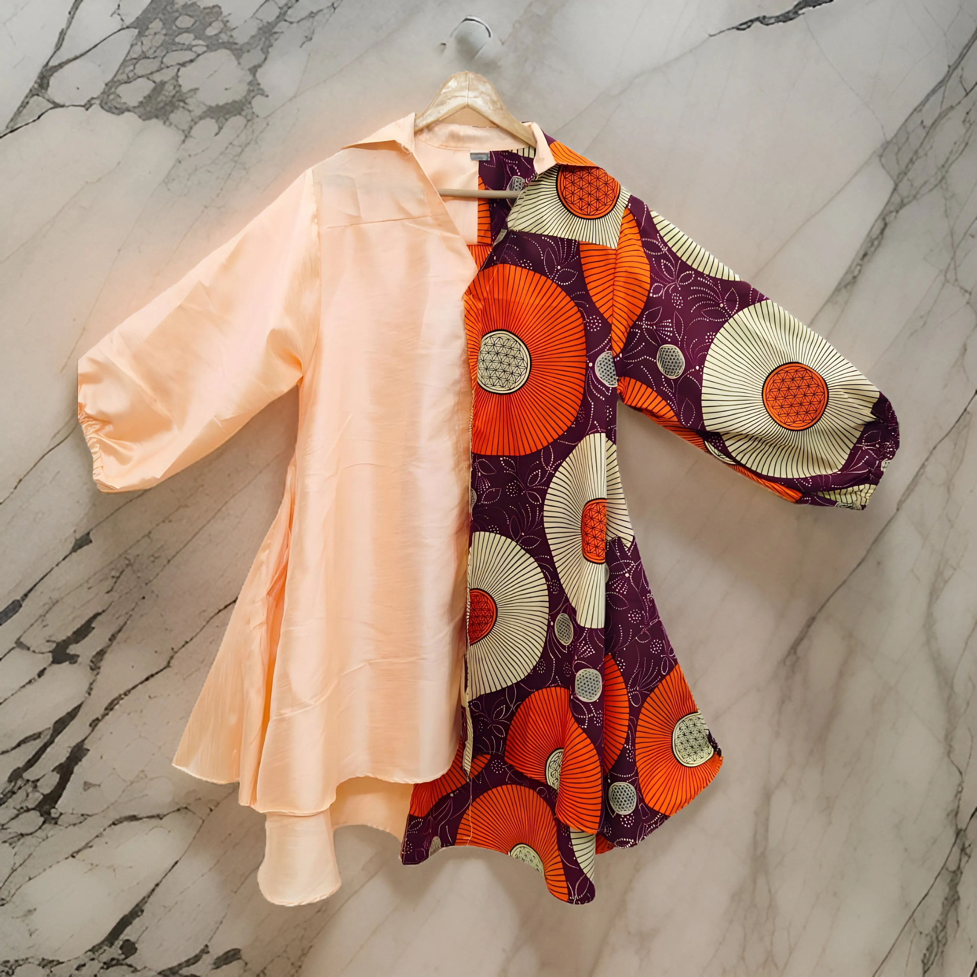 Women's Two Pattern Print Panel Dress