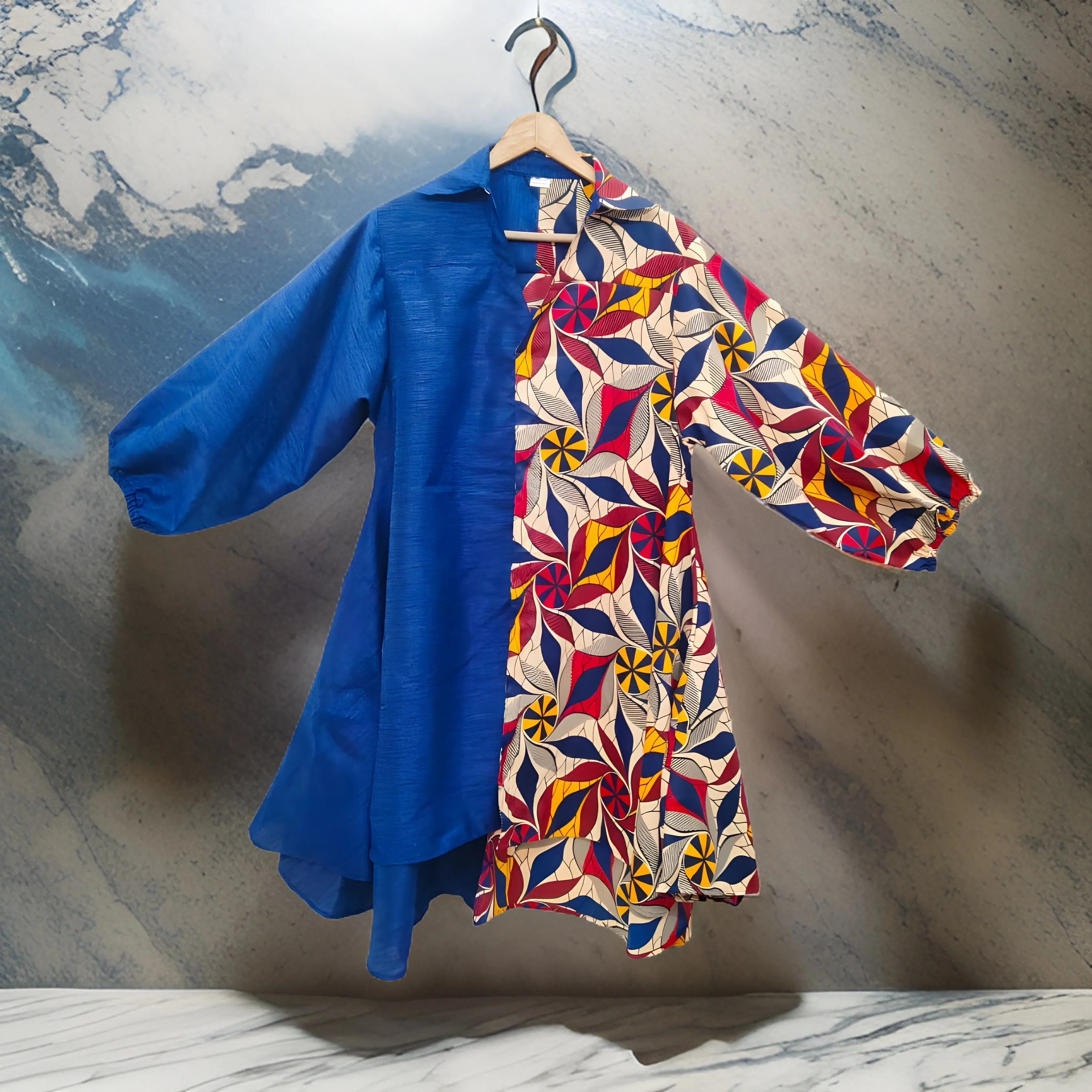 Women's Two Pattern Print Panel Dress