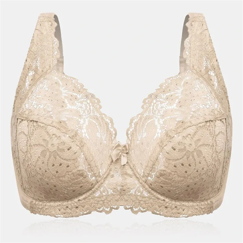 Women's Ultrathin Modal Floral Lace DDD Cup Bras - Green