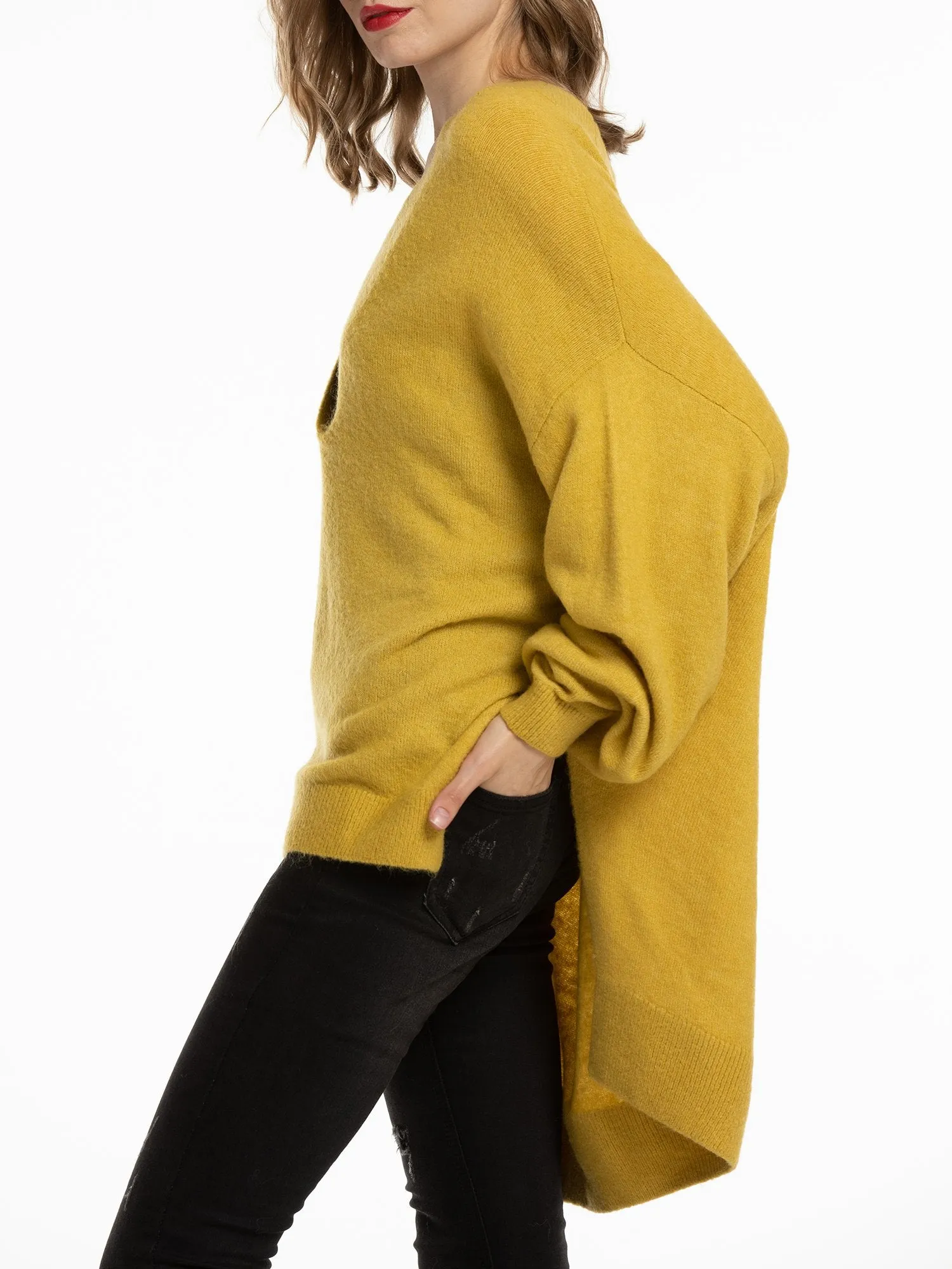 Women'S V Neck Oversized Loose Knit Sweater