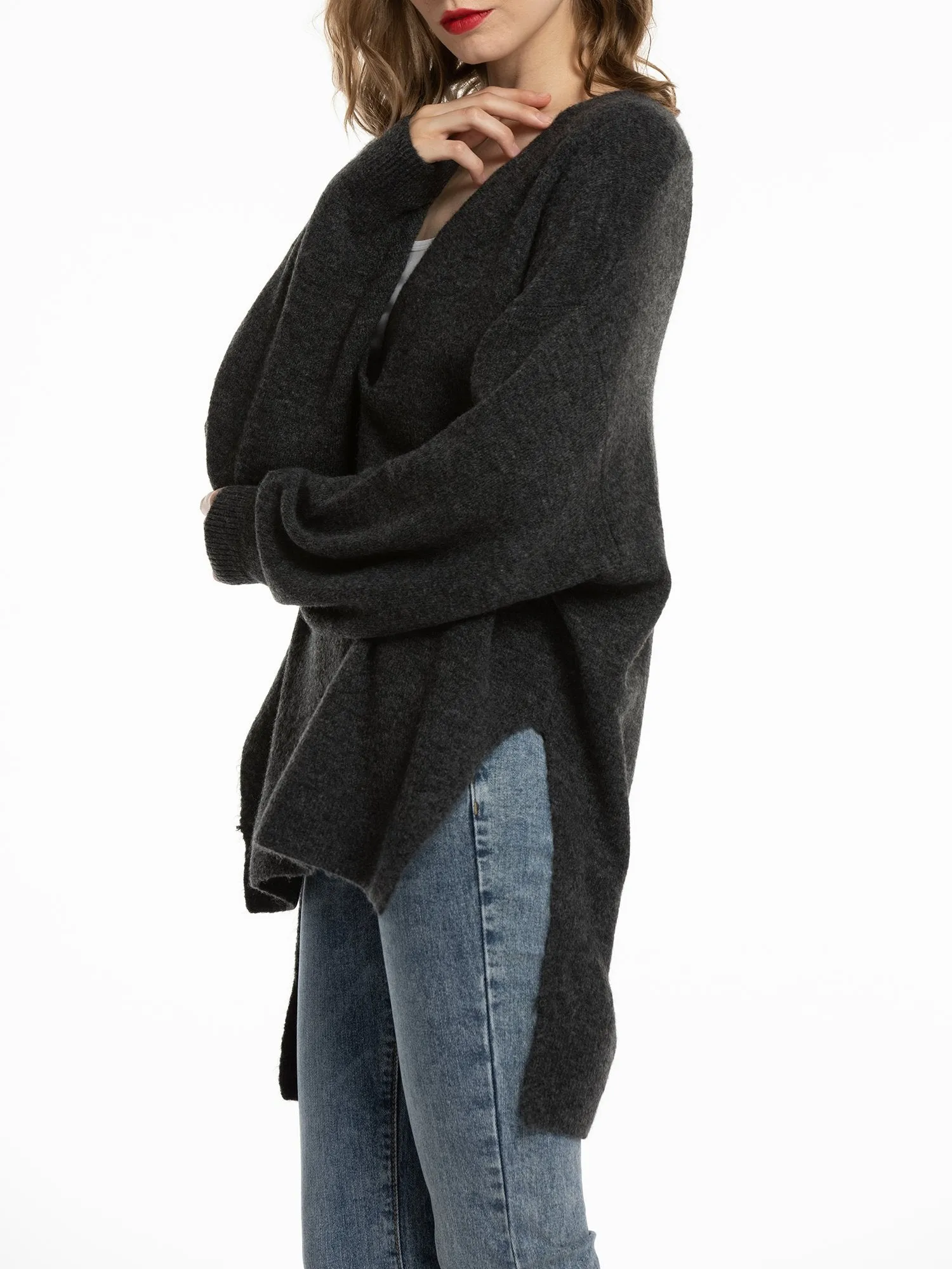 Women'S V Neck Oversized Loose Knit Sweater