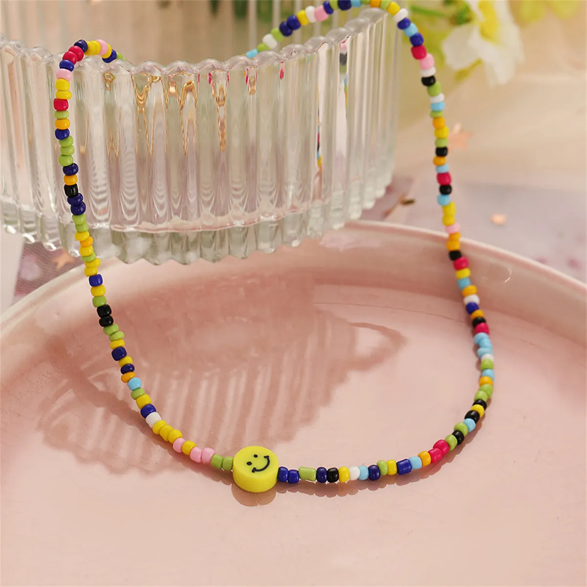 Yellow Howlite & 18K Gold-Plated Smiley Face Beaded Necklace