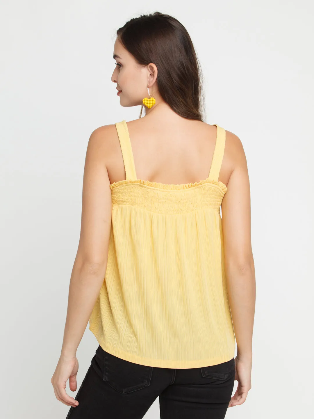 Yellow Solid Elasticated Top