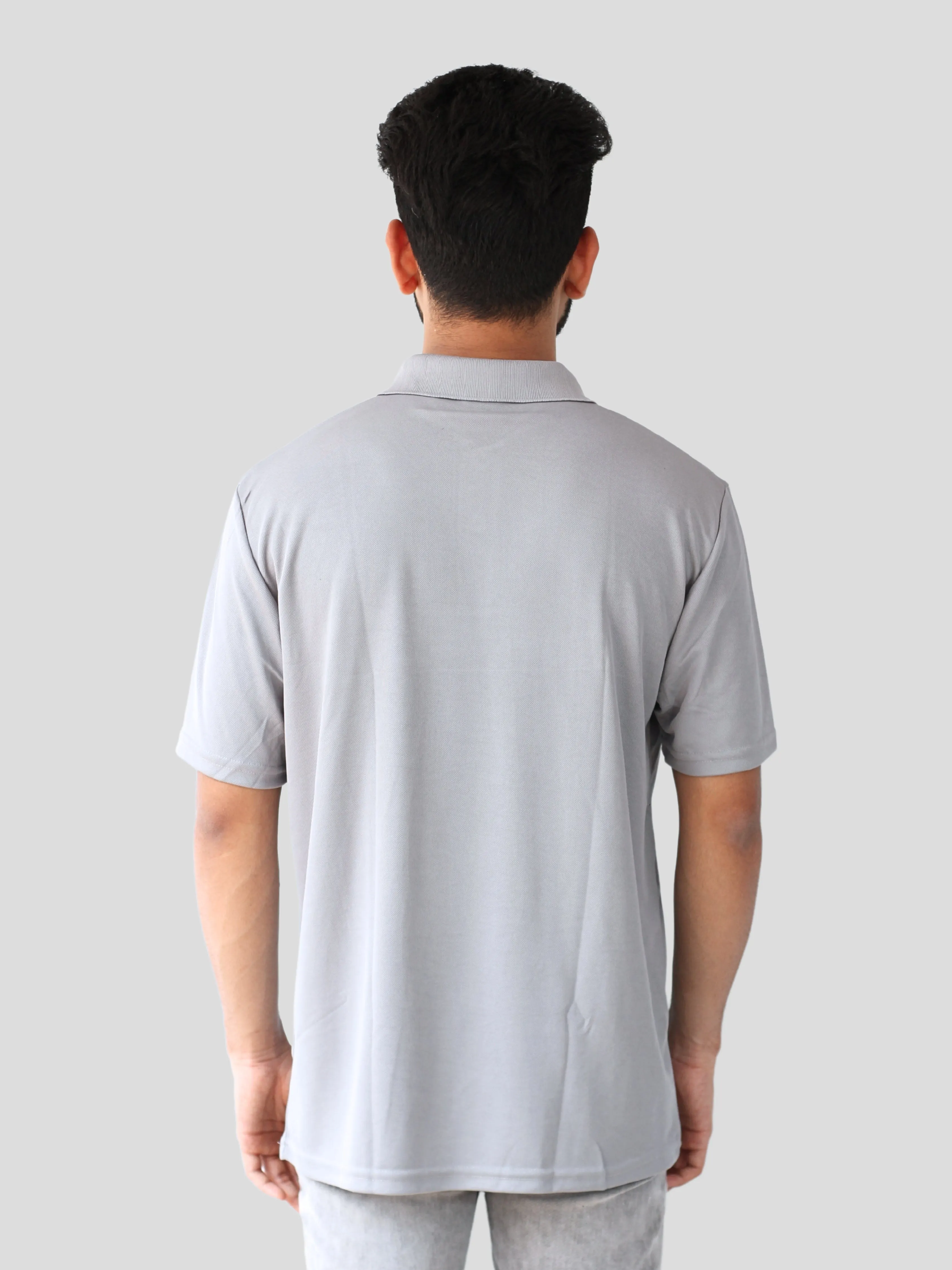 Youth Robe Men's Plain Collar T-Shirt (Grey)