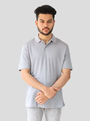 Youth Robe Men's Plain Collar T-Shirt (Grey)