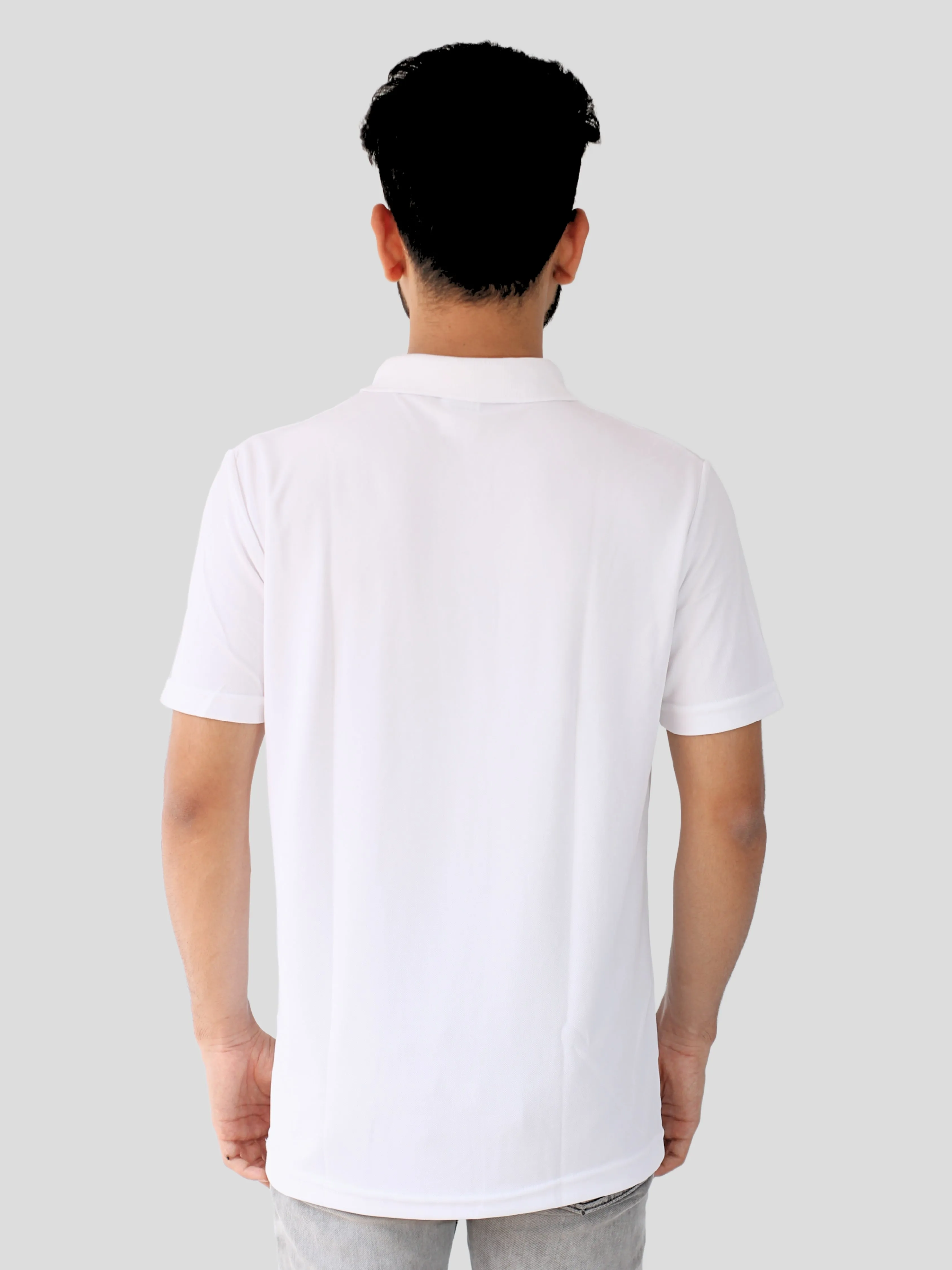 Youth Robe Men's Plain Collar T-Shirt (White)