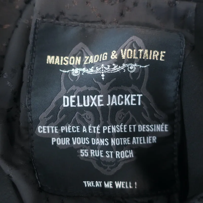 Zadig & Voltaire Deluxe Maiva Belted Jacket Black Stretch Crepe Size Medium