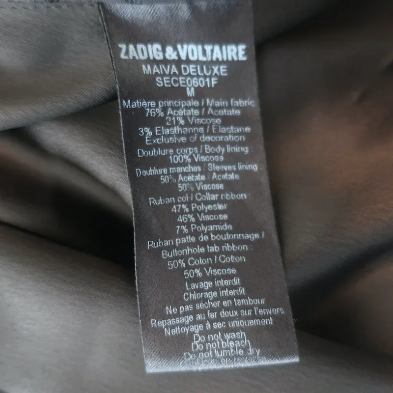 Zadig & Voltaire Deluxe Maiva Belted Jacket Black Stretch Crepe Size Medium
