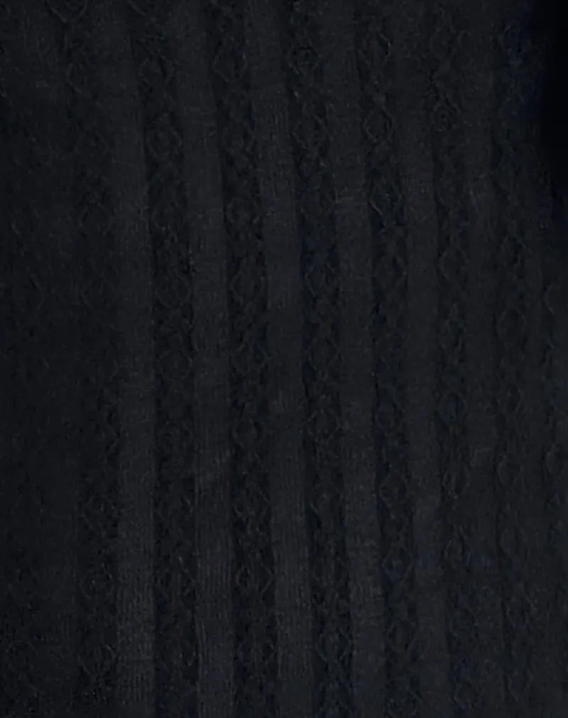 Zerrin Mini Dress in Textured Lace Black